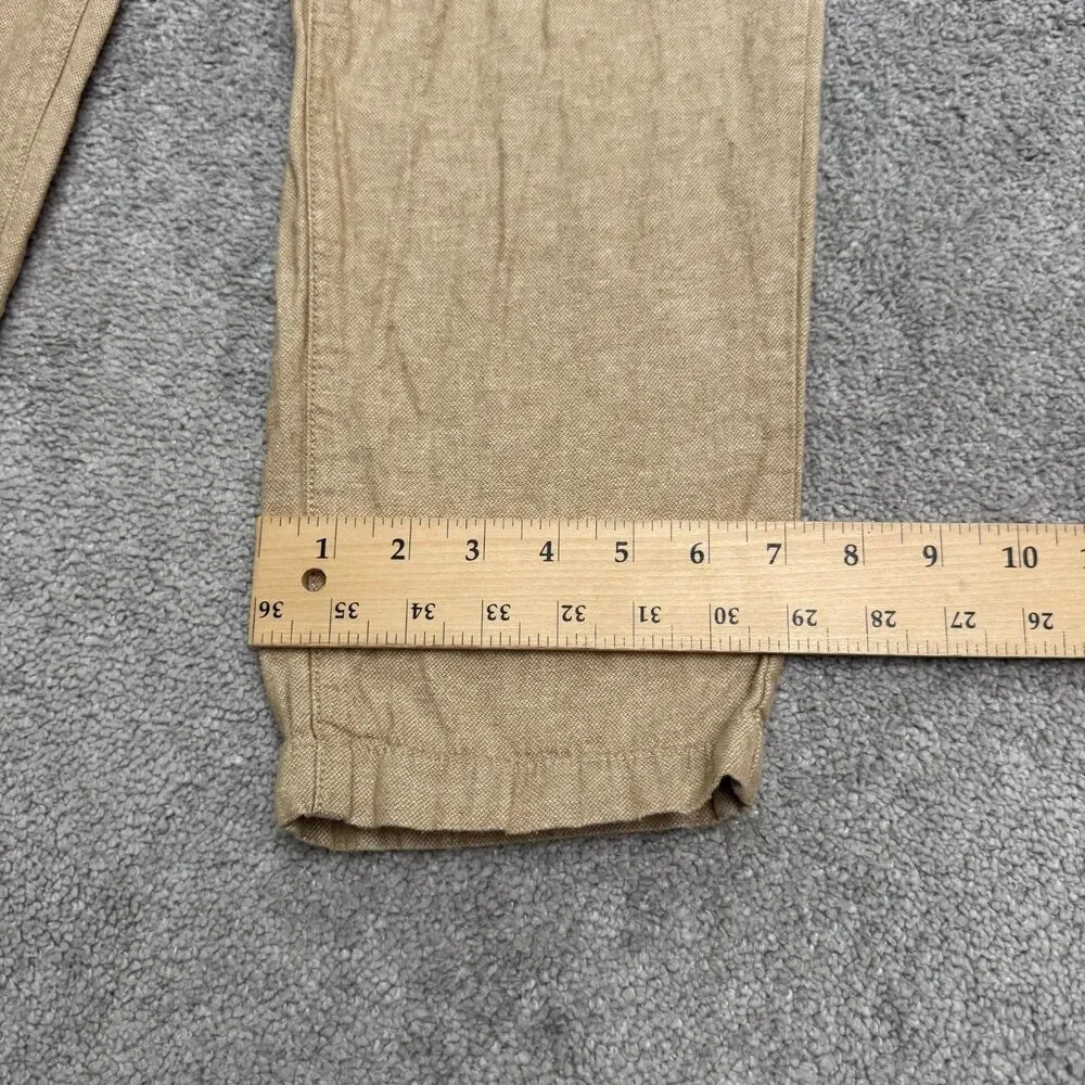 Banana Republic Athletic Fit Linen Cotton Blend Drawstring Pants Men 34x30 Tan